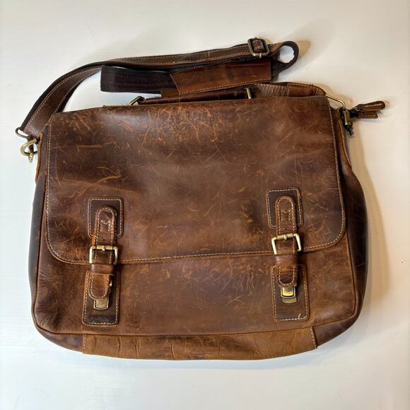 Kattee Leather Messenger Bag Briefcase Laptop Satchel Brown Distressed Vintage - Picture 1 of 11